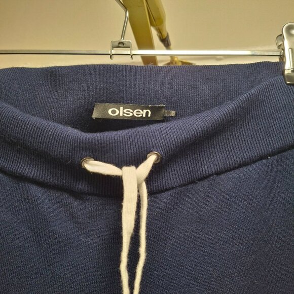 OLSEN pants LISA straight fit WITH DECORATIVE TAPE - navy SIZE M (10) - Picture 7 of 9